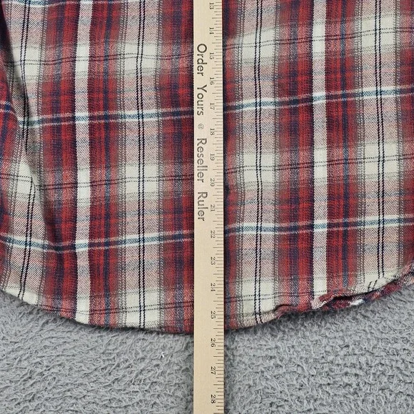 Ariat Shirt Mens Medium Red Plaid Flannel Western Pearl Snap Long Sleeve Retro - Picture 7 of 9